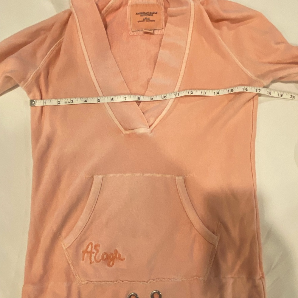 American Eagle Deep V Coral Pink Hoodie Woman Size Small - Picture 6 of 8